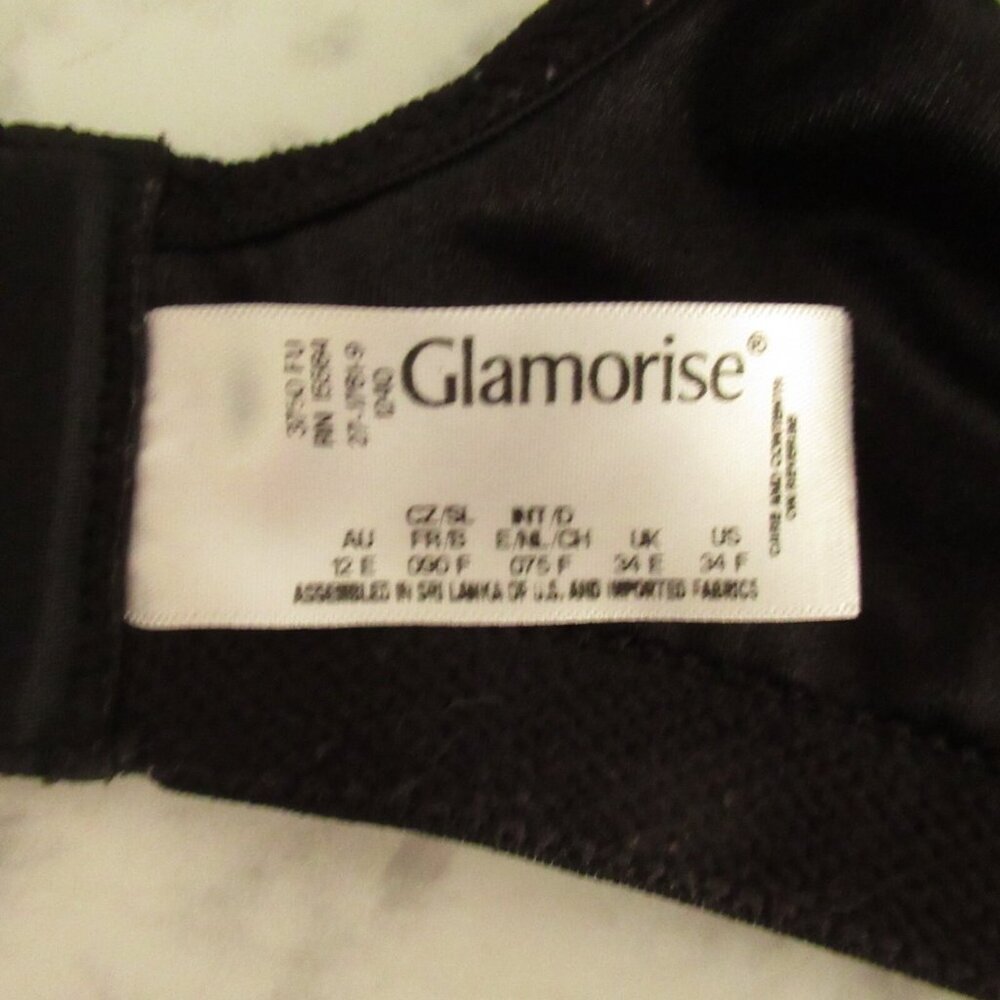 Glamorise Bra 34F Black Lace Underwire - Picture 3 of 4